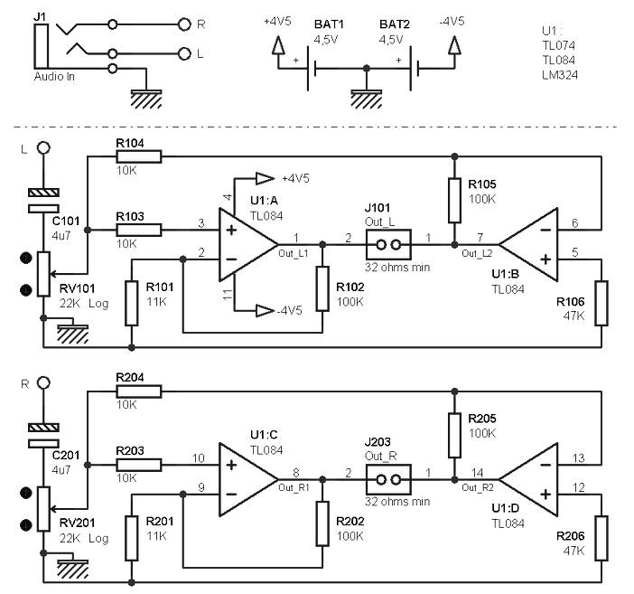 32 ohm Headphones Amplifier - Amplifier Circuit Design