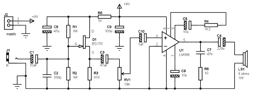 Lm386n схема включения