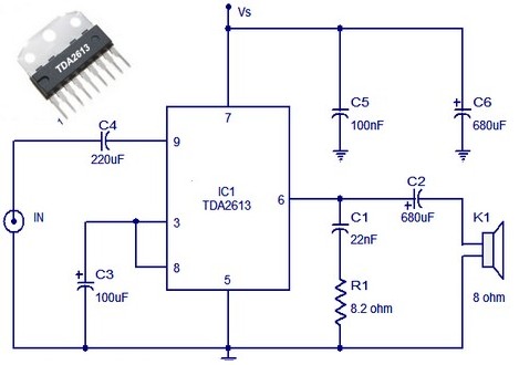 6 Watt HI FI audio amplifier based TDA2613 - Amplifier Circuit Design