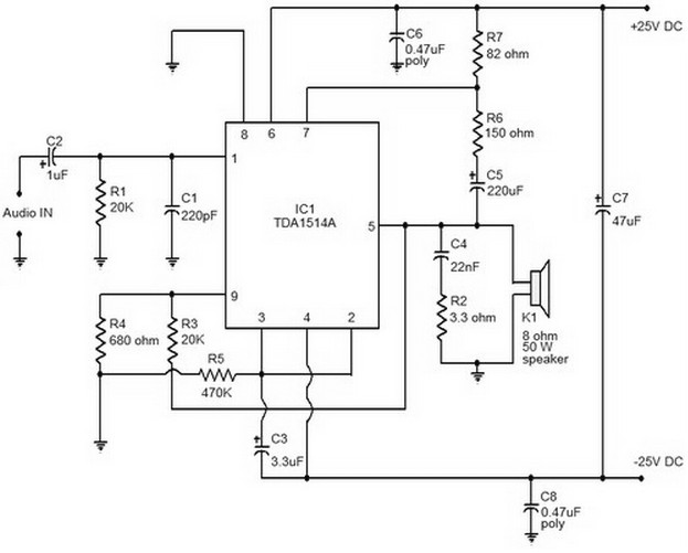 40W audio amplifier based on TDA1514 - Amplifier Circuit Design